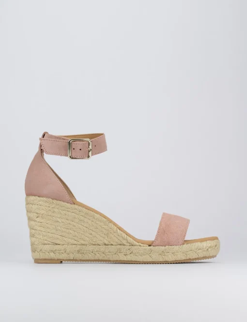 Espadrilla zeppa 8 cm rosa camoscio