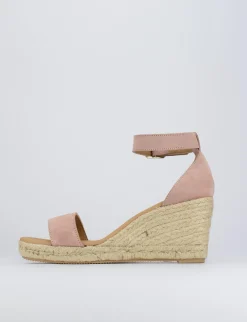 Espadrilla zeppa 8 cm rosa camoscio