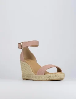 Espadrilla zeppa 8 cm rosa camoscio