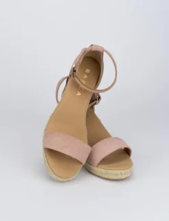 Espadrilla zeppa 8 cm rosa camoscio