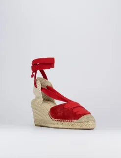 Espadrilla zeppa 8 cm rosso camoscio