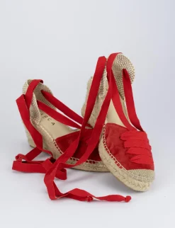 Espadrilla zeppa 8 cm rosso camoscio