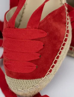 Espadrilla zeppa 8 cm rosso camoscio