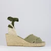 Espadrilla zeppa 6 cm verde tessuto