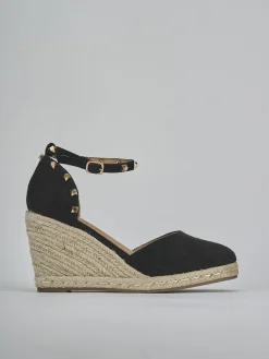Espadrillas tacco 9cm cam. sosten nero
