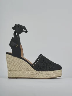 Espadrillas tacco 11cm cam. sosten nero