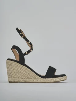 Espadrillas tacco 9cm cam. sosten nero
