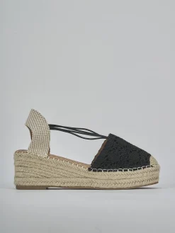 Espadrillas tacco 6cm cam. sosten nero