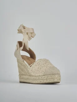 Espadrillas tacco 11cm cam. sosten beige