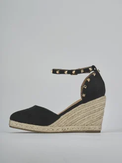 Espadrillas tacco 9cm cam. sosten nero