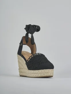 Espadrillas tacco 11cm cam. sosten nero