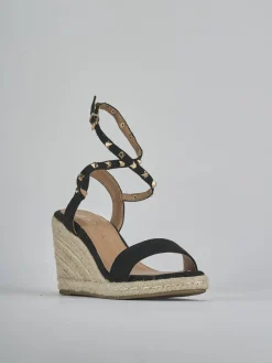Espadrillas tacco 9cm cam. sosten nero