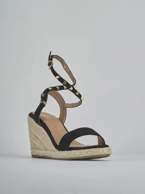 Espadrillas tacco 9cm cam. sosten nero