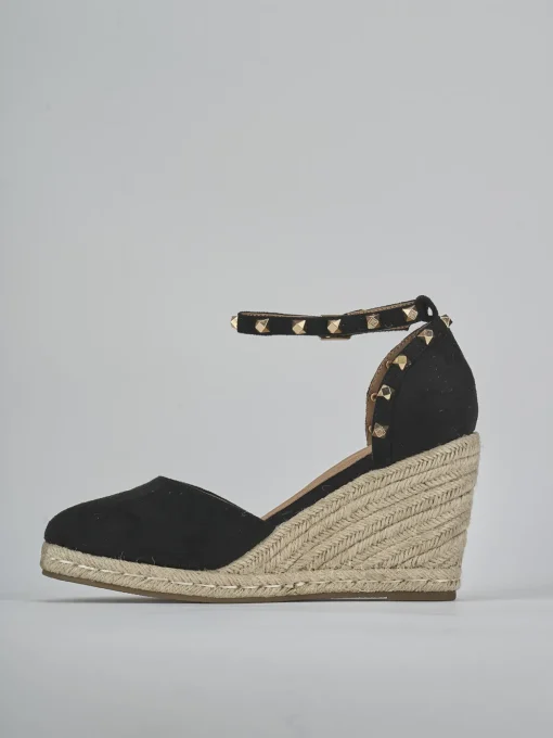 Espadrillas tacco 9cm cam. sosten nero