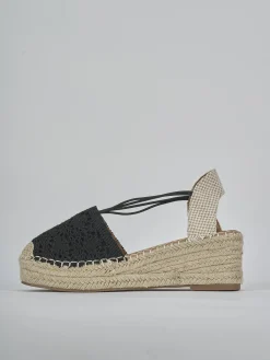 Espadrillas tacco 6cm cam. sosten nero