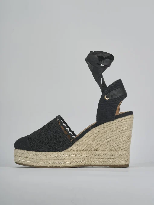 Espadrillas tacco 11cm cam. sosten nero