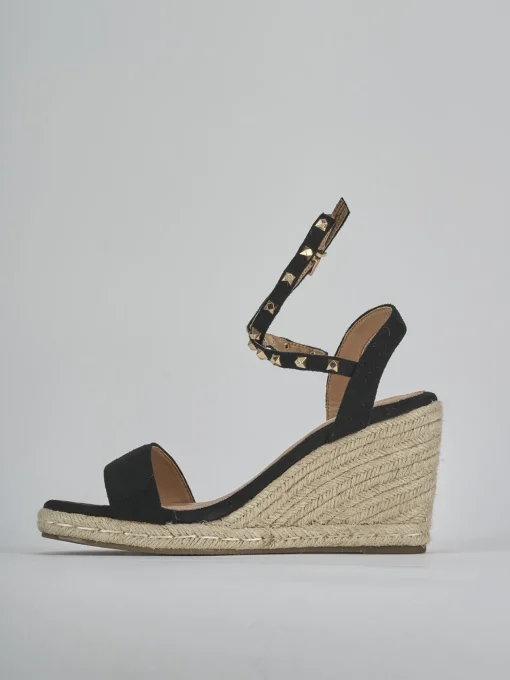 Espadrillas tacco 9cm cam. sosten nero