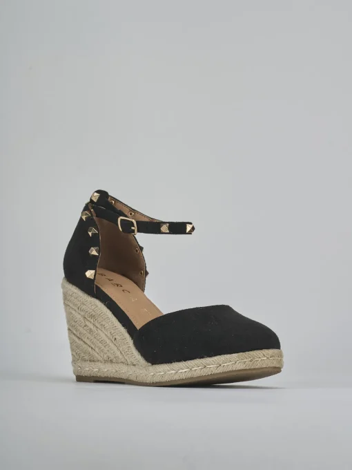Espadrillas tacco 9cm cam. sosten nero