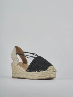 Espadrillas tacco 6cm cam. sosten nero