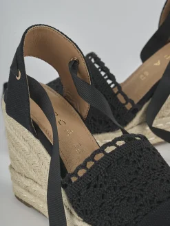 Espadrillas tacco 11cm cam. sosten nero