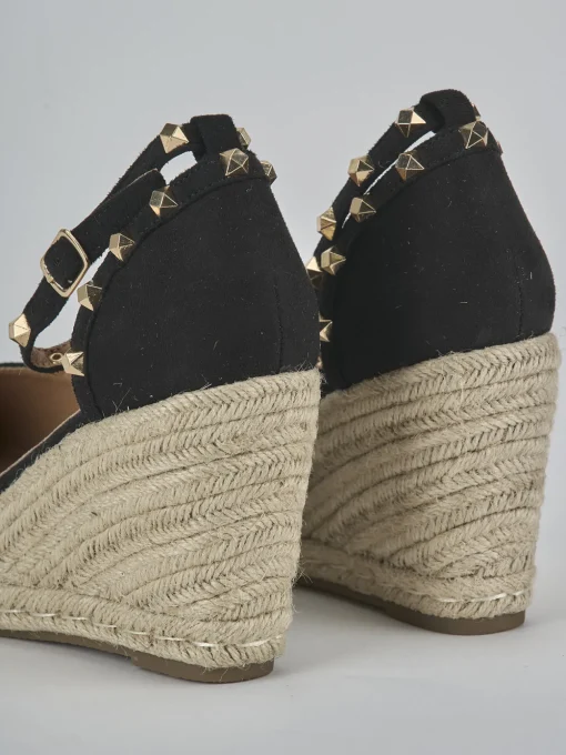Espadrillas tacco 9cm cam. sosten nero