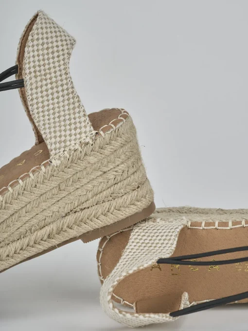 Espadrillas tacco 6cm cam. sosten nero