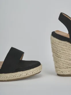 Espadrillas tacco 9cm cam. sosten nero