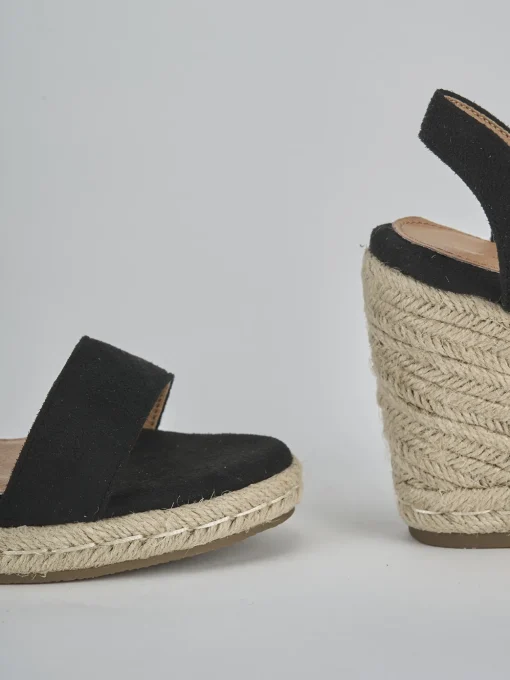 Espadrillas tacco 9cm cam. sosten nero