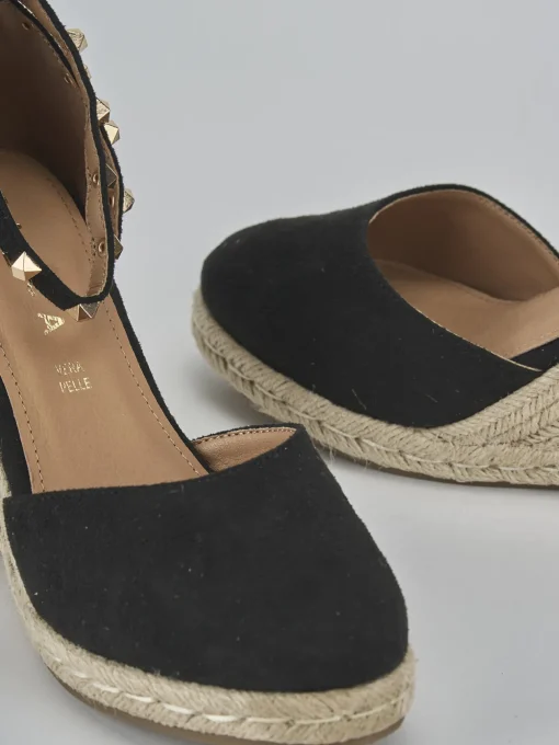 Espadrillas tacco 9cm cam. sosten nero