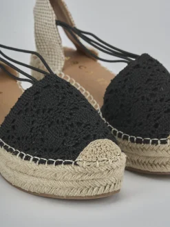 Espadrillas tacco 6cm cam. sosten nero