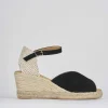 Espadrillas tacco 7cm camoscio nero