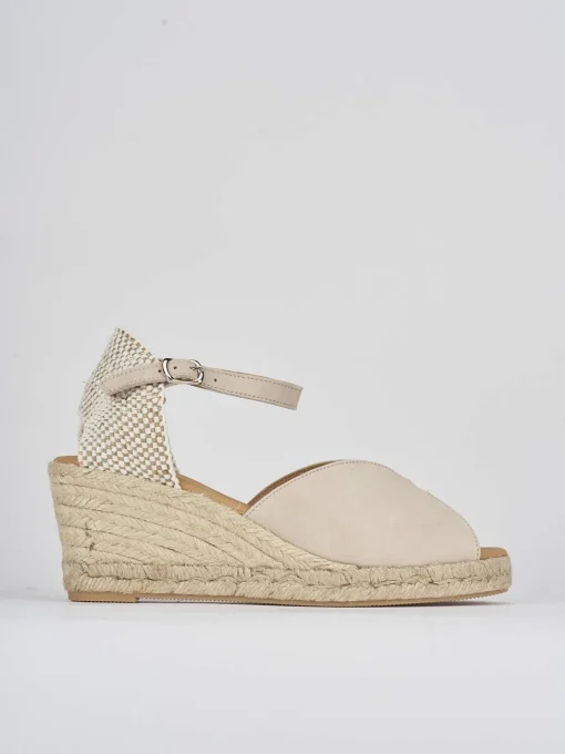 Espadrillas tacco 7cm camoscio beige