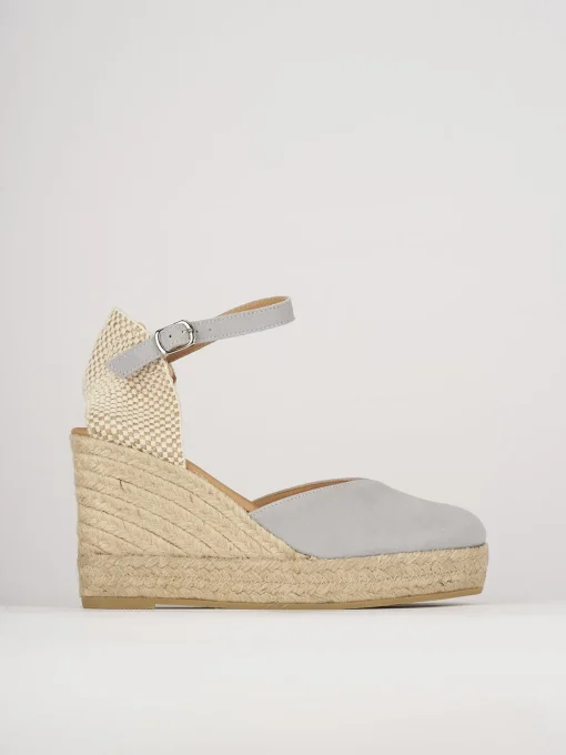 Espadrillas tacco 5cm camoscio azzurro
