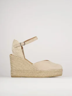 Espadrillas tacco 5cm camoscio beige