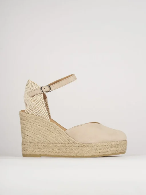 Espadrillas tacco 5cm camoscio beige
