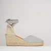 Espadrillas tacco 5cm camoscio azzurro