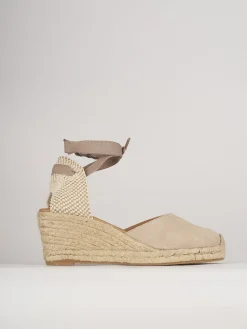 Espadrillas tacco 5cm camoscio beige