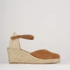 Espadrillas tacco 6cm camoscio marrone