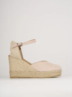 Espadrillas tacco 5cm camoscio rosa