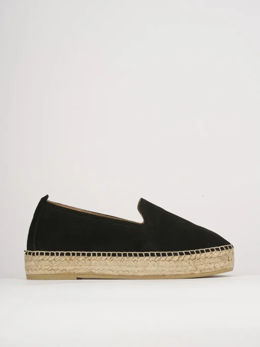 Espadrillas tacco 1cm camoscio nero