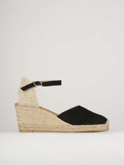 Espadrillas tacco 6cm camoscio nero