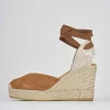 Espadrillas tacco 9cm camoscio marrone