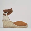 Espadrillas tacco 6cm camoscio marrone