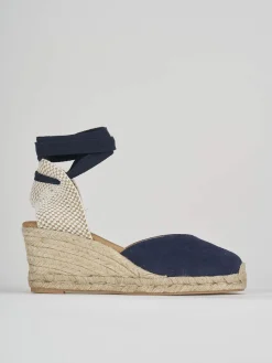 Espadrillas tacco 6cm camoscio blu