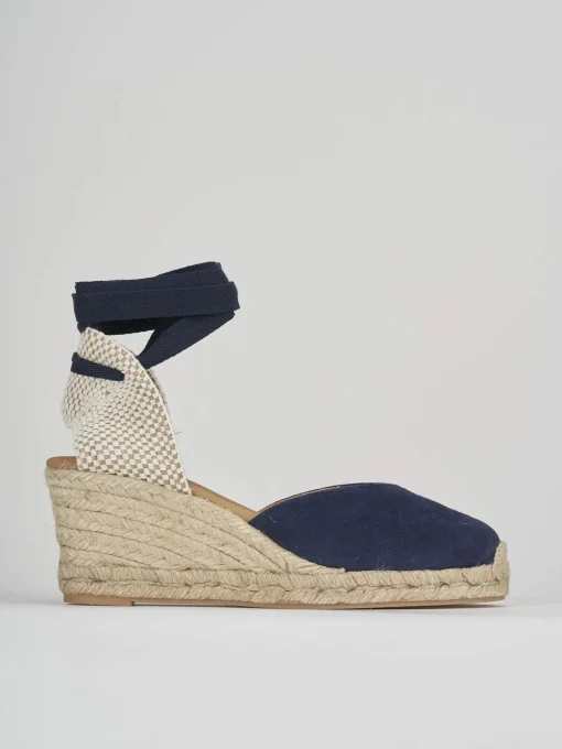 Espadrillas tacco 6cm camoscio blu