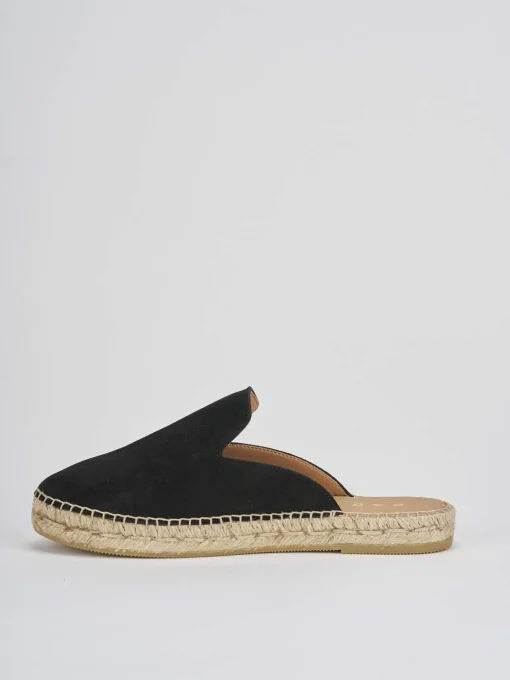 Espadrillas tacco 2cm camoscio nero