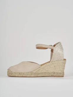 Espadrillas tacco 6cm camoscio beige