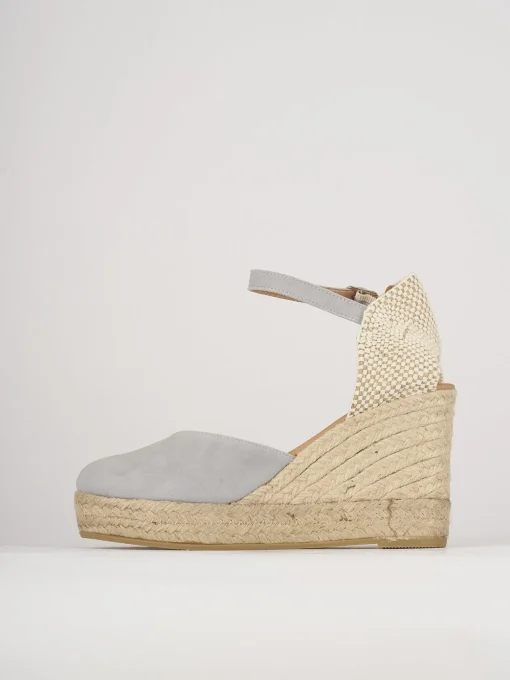 Espadrillas tacco 5cm camoscio azzurro