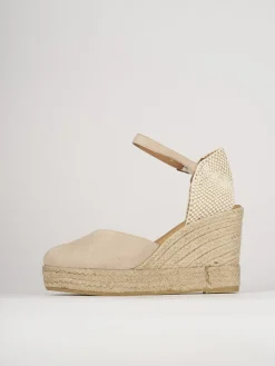Espadrillas tacco 5cm camoscio beige