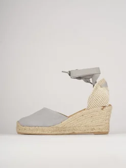 Espadrillas tacco 5cm camoscio azzurro